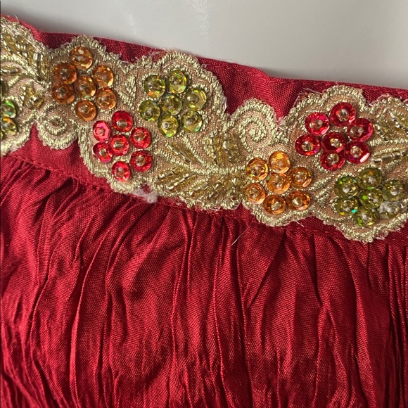 Elegant burgundy Pleated Skirt M - Picture 7 of 10